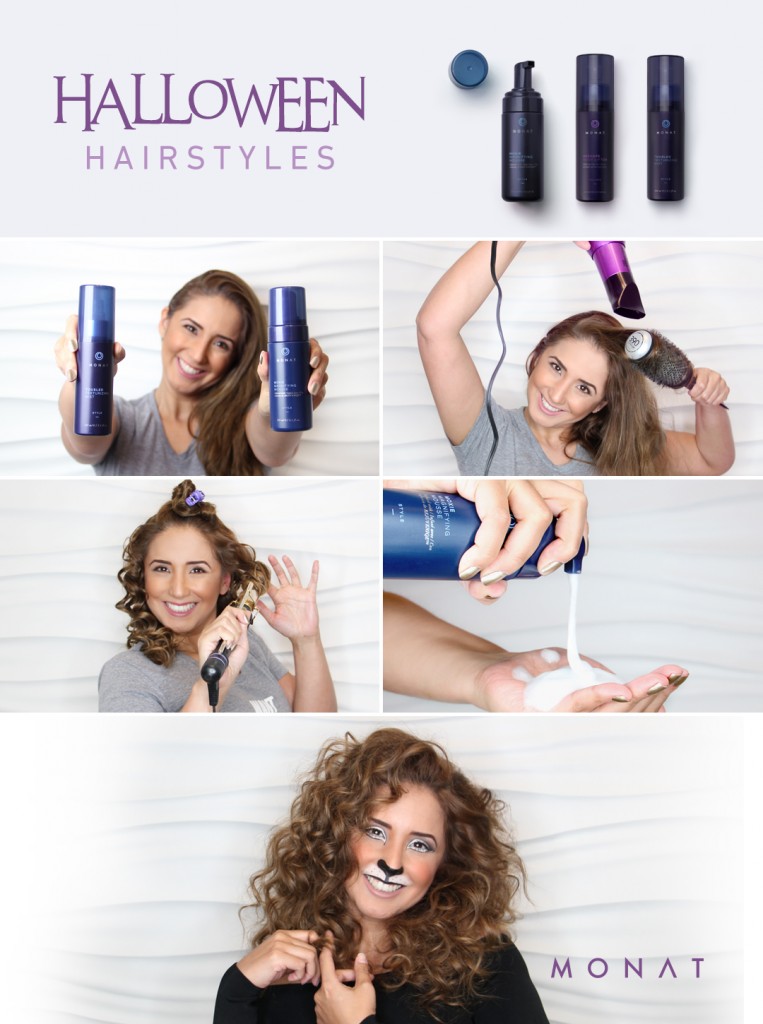 Styling curls, frizz free with Monat's Restyle instant Taffy 