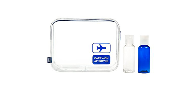 1 Quart Clear Travel Bag TSA with Bottles Containers and Labels