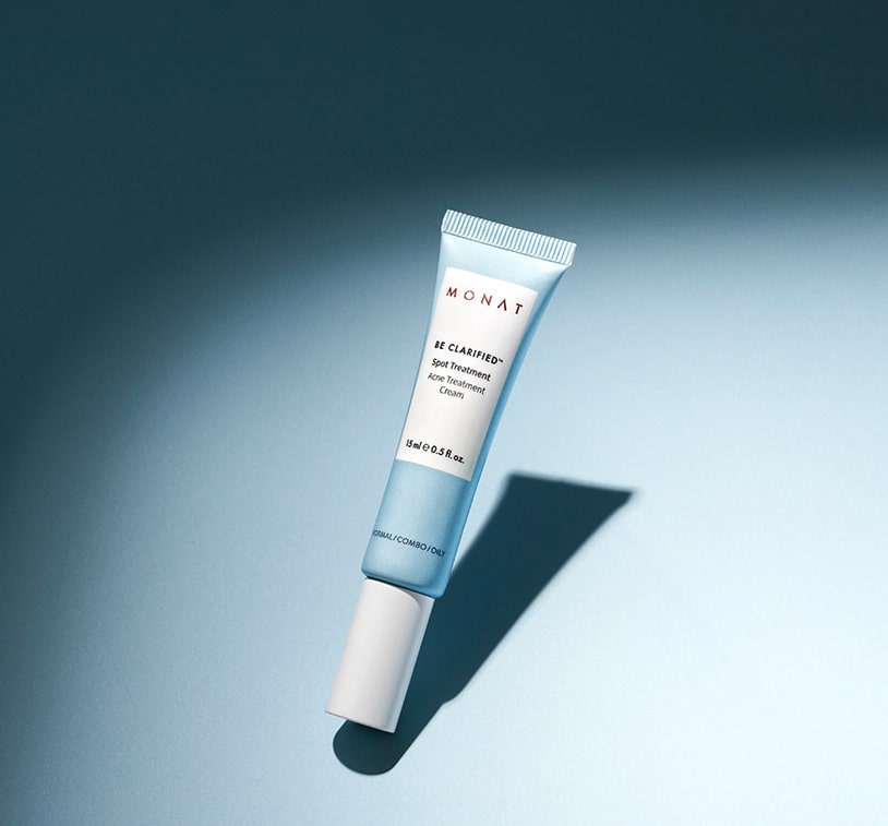 BE CLARIFIED™ Spot Treatment standing infront of a light blue background.  