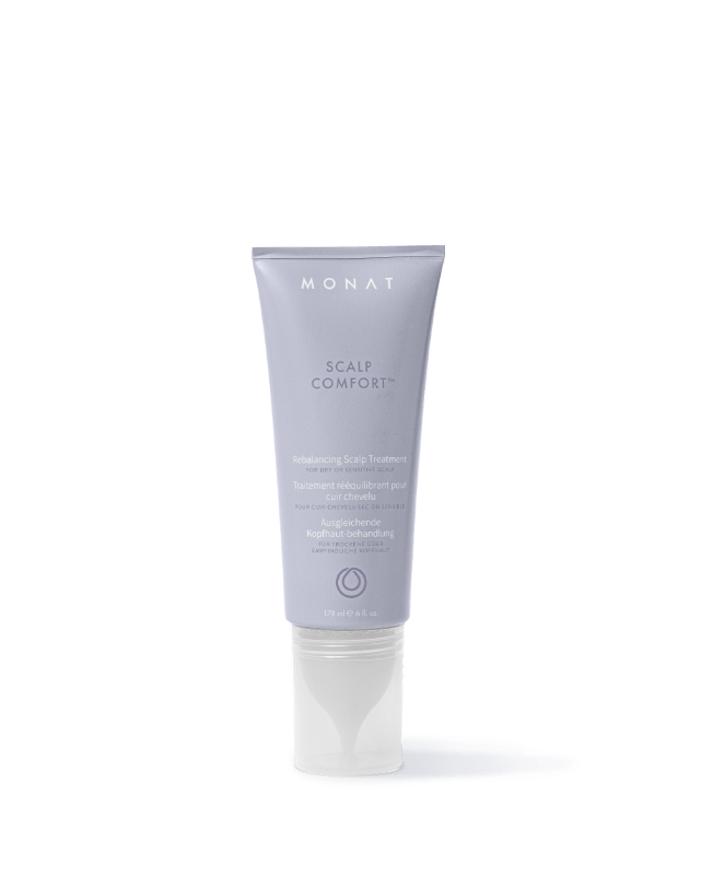 Image of MONAT Scalp Comfort Treatment tube standing upright.