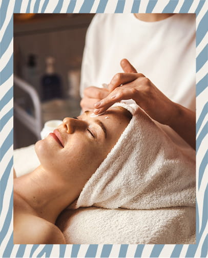 Person relaxing during a spa treatment or wellness experience in a serene setting