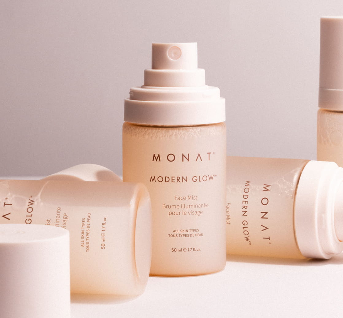 MONAT MODERN GLOW™ Face Mist bottle standing on its own