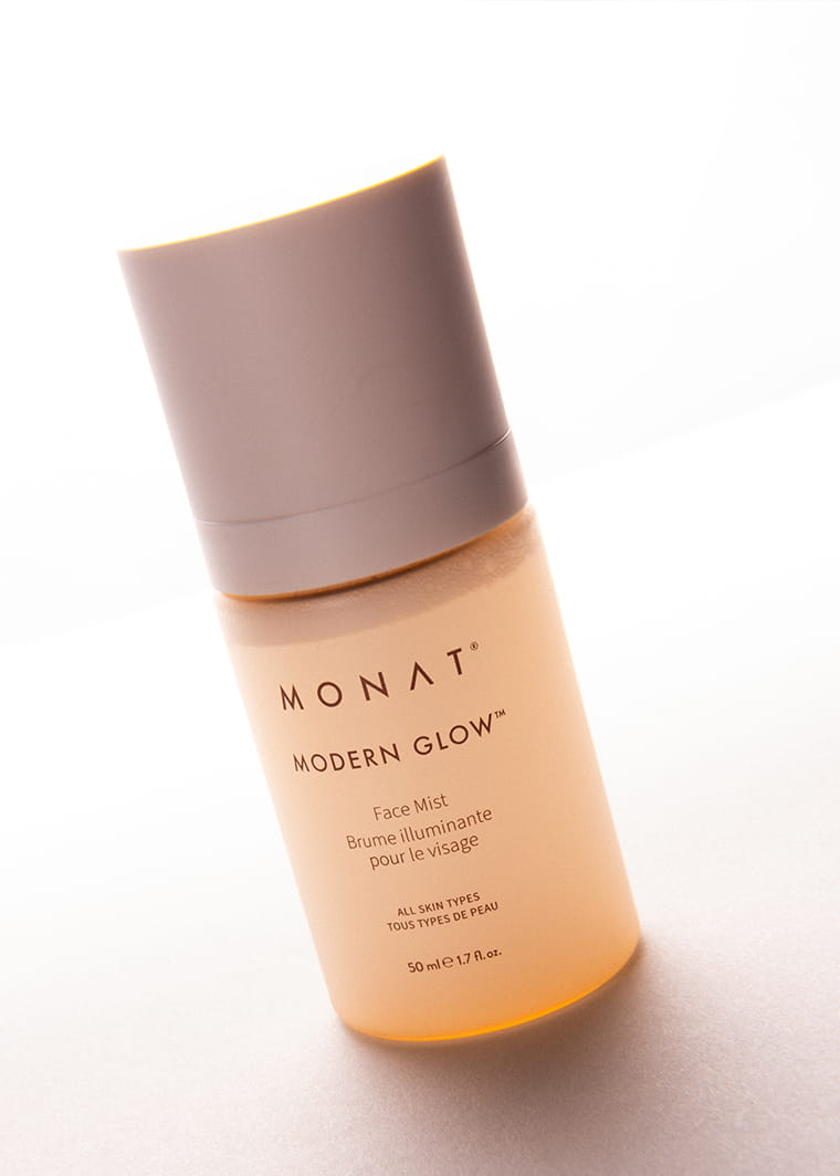 Close-up of the MONAT MODERN GLOW™ Face Mist bottle